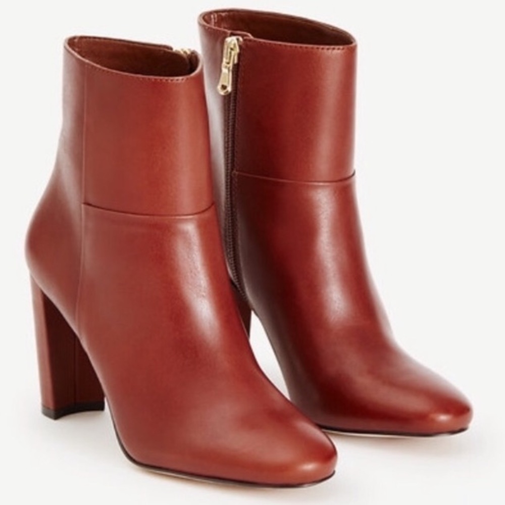 Ann Taylor Talulah Cognac Leather Booties EUC